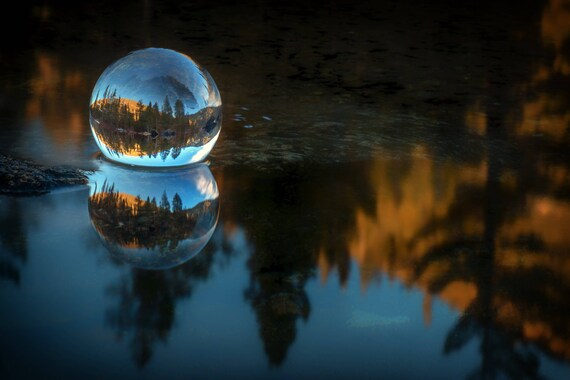 Refraction and Reflection Meet (metal panel) reflections on Castle Lake in Northern California