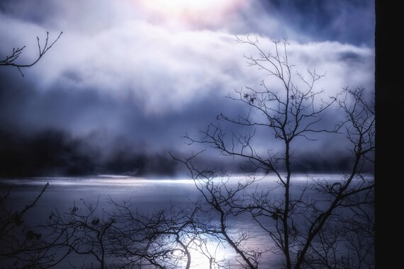 Steamy (Metal Panel) long exposure photograph of Trinity Lake Northern California