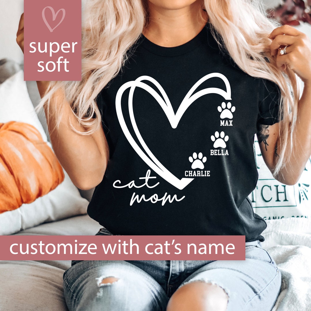 Custom Cat Mom Shirt, Cat Lover Shirt, Custom Cat Name Tshirt, Cat Mom
