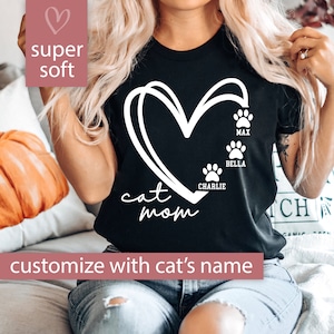 Custom Cat Mom Shirt, Cat Lover Shirt, Custom Cat Name Tshirt, Cat Mom Gift, Gift For Cat Mom, Personalized Cat Mom T Shirt, Mothers Day Tee