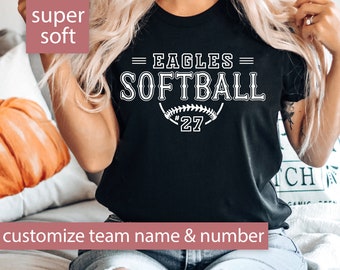 Personalized Softball Shirt for Softball Mom Game Day Tshirt, Softball T Shirt for Women Team Name Custom Softball Tee, Custom Softball Gift