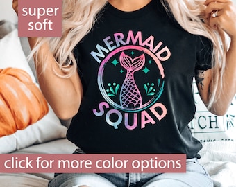 Mermaid Squad Shirt for Women for Mermaid Birthday Party, Mermaid Birthday T Shirt, Mermaid Squad T-Shirt for Mom, Cute Mermaid Party Tee