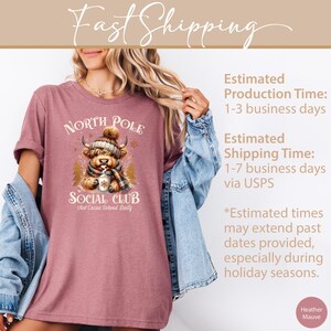 Christmas Cow Shirt for Women, North Pole Social Club Tshirt, Cow Christmas Shirt, Highland Cow T Shirt for Cow Lover T-Shirt Cow Lover Gift bild 8