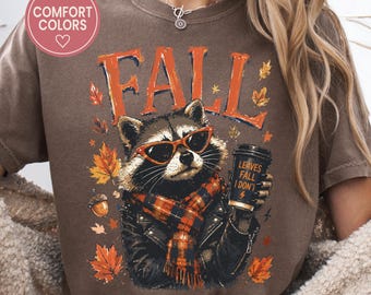 Raccoon Fall Shirt, Comfort Colors Funny Raccoon Shirt, Raccoon Autumn Shirt, Raccoon Fall Tshirt for Women, Raccoon Fall Tee Raccoon Tshirt