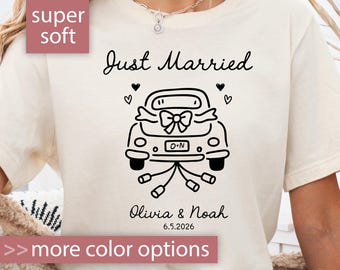 Custom Just Married Shirt Newlywed Honeymoon Shirt Just Married Tshirt Coquette Honeymoon T Shirt Bride Gift for Bride Shirt Honeymoon Gift