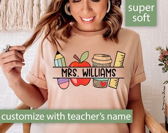 Teacher Shirt, Custom Teacher Shirt For Teacher Appreciation Gift For Teacher, Customized Name Teacher Shirt, Cute Elementary Teacher Tshirt