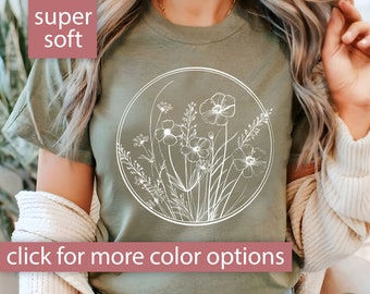 Wildflower Shirt Gift For Her, Flower Tshirt for Women, Floral T Shirt Gift, Wild Flower T-Shirt, Cute Wildflower Tee for Mothers Day Shirt