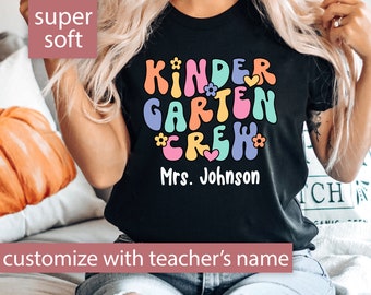 Kindergarten Teacher Shirt, Custom Kindergarten Shirt For Teacher T Shirt, Cute Kindergarten Crew T-Shirt for Teacher Gift Retro Teacher Tee