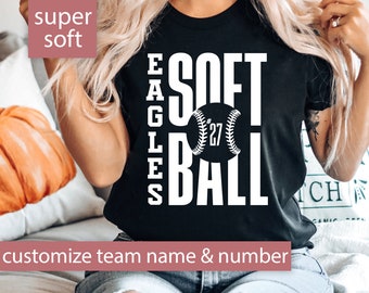 Custom Softball Shirt for Women, Softball Mom Tshirt for Softball Game Day T Shirt, Personalized Softball Tee, Softball T-Shirt Team Name