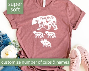 Mama Bear Shirt with Names for Mom for Mother's Day, Mama Bear Shirt Name for Mothers Day Gift, Mama Bear Tshirt Women with Name, Mama Tee