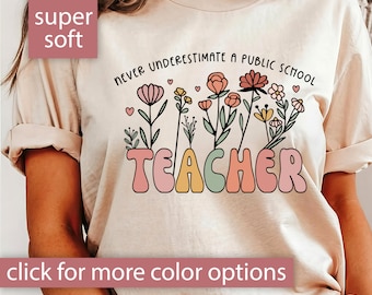 Never Underestimate A Public School Teacher Shirt, Protect Public Education Shirt Tshirt for Democrats, Tim Walz Shirt for Women Teacher Tee