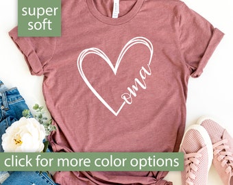 Oma Shirt for Grandma Gift for Mother's Day, Best Oma Ever Heart T Shirt, Oma Birthday Gift Idea, Oma Tshirt for Women, Gift for Oma T Shirt