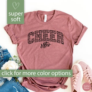 Cheer Sister Shirt for Women, Cheer Shirt for Cheer Gift for Sister, Leopard Print Cheer Sister Tshirt, Cute Cheerleading T Shirt for Sister