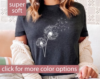 Windflower Tshirt for Women, Dandelion Shirt, Dandelion Tshirt for her, Wildflower Shirt, Nature Lover Gift for Women, Dandelion Shirt Women