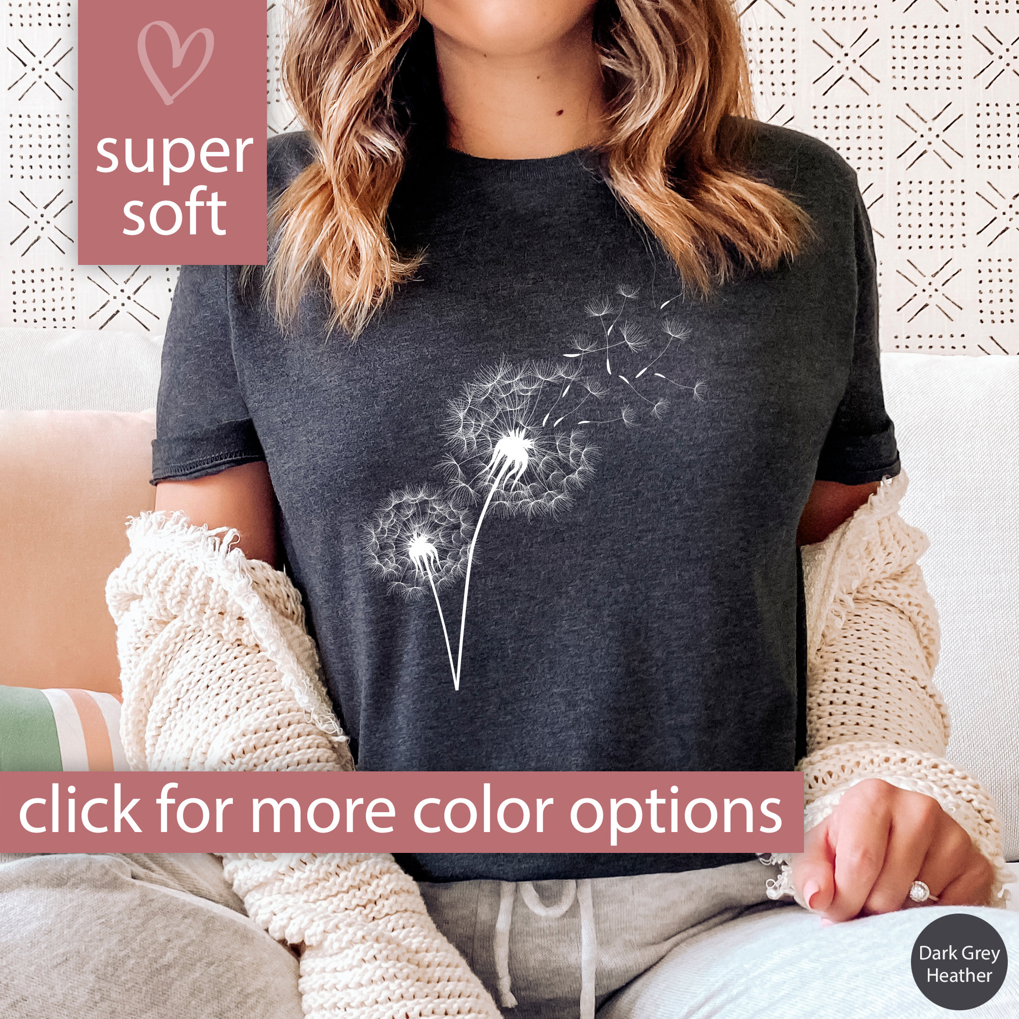 Windflower Tshirt for Women, Dandelion Shirt, Dandelion Tshirt for her, Wildflower Shirt, Nature Lover Gift for Women, Dandelion Shirt Women