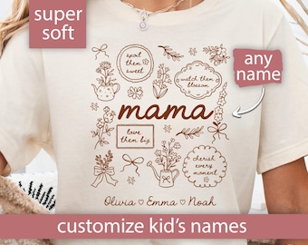 Custom Mothers Day Shirt, Mama Shirt Mothers Day Gift from Daughter Personalized Mom Shirt Grandma Shirt With Kids Names Mothers Day Tshirt