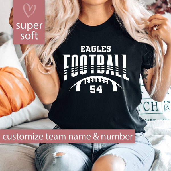 Personalized Football Shirt for Football Mom Game Day Tshirt, Football T Shirt for Women Team Name Custom Football Tee, Custom Football Gift
