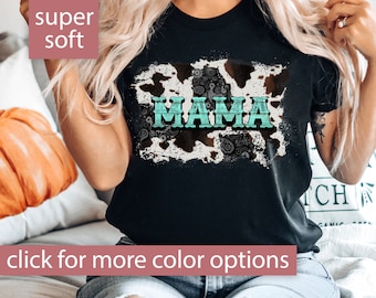 Mama Shirt for Mom, Cow Print Shirt, Western Shirt, Mama Cow Print Tshirt for Mothers Day Gift, Country Mama T Shirt Cow Shirt, Mama Tee