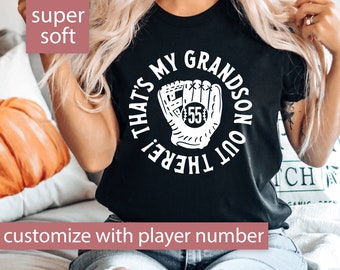 Custom Baseball Shirt for Grandma, Baseball Grandma Tshirt, That's My Grandson Out There T Shirt Grandma Gift, Baseball Grandma T-Shirt Tee