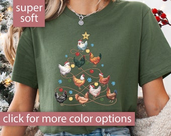 Christmas Chicken Shirt for Women Christmas Gift for Chicken Mom, Cute Chicken Christmas Tshirt, Funny Chicken Shirt for Chicken Lovers Gift