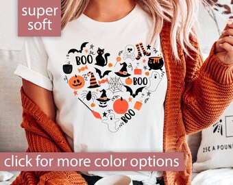 Cute halloween theme shirt for women, Halloween T-shirts, Fall Shirts, Cute Teacher Halloween T-shirts, Mom Halloween Tshirts, Fall Tees