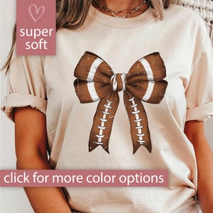 Football Shirt for Women, Football Coquette Bow TShirt for Game Day T Shirt, Football Spirit Tee Gift for Football Mom, Football Bow T-Shirt