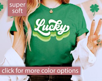 St Patricks Day Shirt Women, Retro Lucky Shirt for Woman, St Patricks Shirt, Lucky Tshirt for St Patties Day, Lucky St Patricks Day Shirt