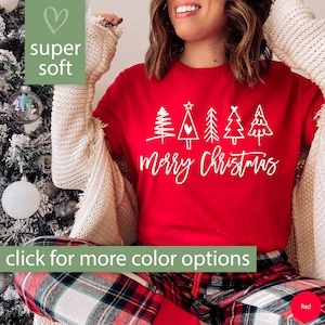 Christmas Tree Shirt, Merry Christmas Shirt for Women, Merry Christmas Tshirt, Holiday T Shirt, Christmas Tree T-Shirt Christmas Doodles Tee