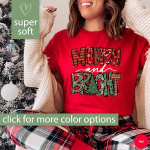 Christmas Shirt, Merry and Bright Shirt, Christmas Tshirt, Holiday Shirt for Women, Merry and Bright T Shirt, Xmas Shirt, Cute Holiday Shirt