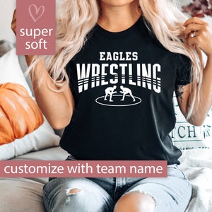 Custom Wrestling Shirt for Wrestling Mom, Wrestling Mom Shirt, Wrestling Team Name Tshirt, Personalized Wrestling T Shirt Women Game Day Tee