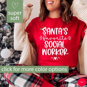 Social Worker Shirt, Santa's Favorite Social Worker Tshirt, Social Worker Gift for Christmas, School Social Worker T Shirt, Social Work Tee