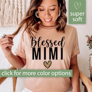 Blessed Mimi Shirt for Grandma for Mothers Day, Mimi Gifts for Birthday from Grandchildren, Gift from Grandkids, Mimi Leopard Heart T Shirt