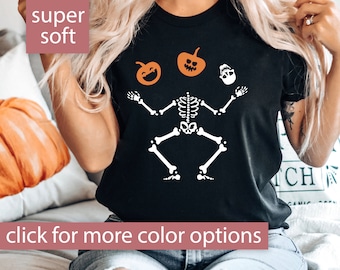 Halloween Party Skeleton Shirt, Women's Halloween Tshirt, Skeleton Halloween shirt for women, Funny Skeleton Shirt for her, Skeleton T shirt