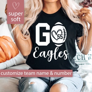 Personalized Football Mom Shirt for Game Day Shirt, Custom Football Mom Gift, Football Shirt for Women with Team Name Custom Football Tshirt