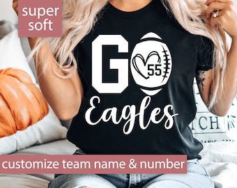 Personalized Football Mom Shirt for Game Day Shirt, Custom Football Mom Gift, Football Shirt for Women with Team Name Custom Football Tshirt