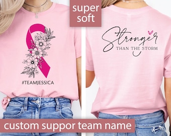 Custom Breast Cancer Shirt Cancer Awareness Tshirt with Support Team Name Pink Ribbon Shirt Floral Breast Cancer T Shirt Breast Cancer Gift