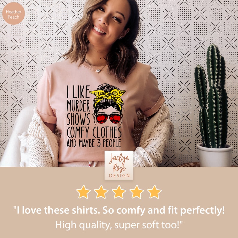 True Crime Shirt for Women, I Like Murder Shows Comfy Clothes Tshirt for True Crime Junkie, Funny True Crime Gift True Crime Tee Messy Bun image 3