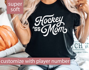 Personalized Hockey Mom Shirt for Game Day Shirt, Custom Hockey Mom Gift, Hockey TShirt for Women with Player Number, Custom Hockey T Shirt