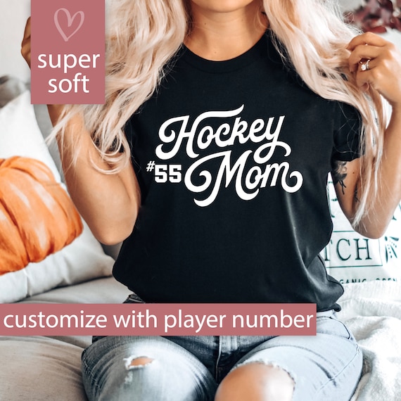 Personalized Hockey Mom Shirt for Game Day Shirt, Custom Hockey Mom Gift, Hockey TShirt for Women with Player Number, Custom Hockey T Shirt