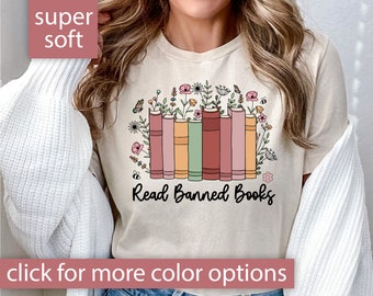 Banned Book Shirt Social Justice Gift for Her, Read Banned Books Tshirt for Book Lover T-Shirt, Reading T Shirt Book Lover Tee Cute Book Tee
