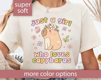 Capybara Shirt, Just A Girl Who Loves Capybaras Tshirt for Capybara Lover Cute Capybara T-Shirt Capybara Gift Funny Capybara Shirt Crewneck