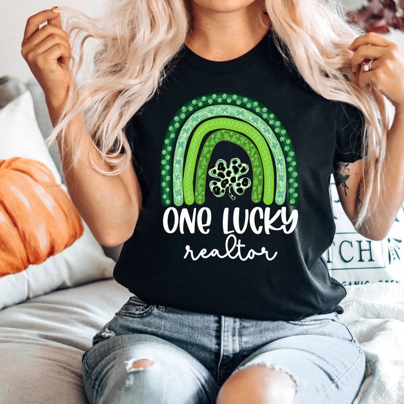 Real Estate Shirt, One Lucky Realtor Shirt for St Patricks Day Shirt for Women, Realtor Tshirt for St Patricks T Shirt Cute Realtor T-Shirt image 2