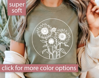 Sunflower Shirt for Women, Tshirt for Sunflower Lover Gift for Her, Sunflower Gift, Cute Flower T Shirt, Sunflower T-Shirt, Floral Fall Tee