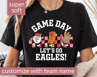 Custom Baseball Game Day Shirt, Personalized Baseball Team Tshirt for Baseball Mom,  Retro Baseball T Shirt Baseball Gift for Baseball Mom