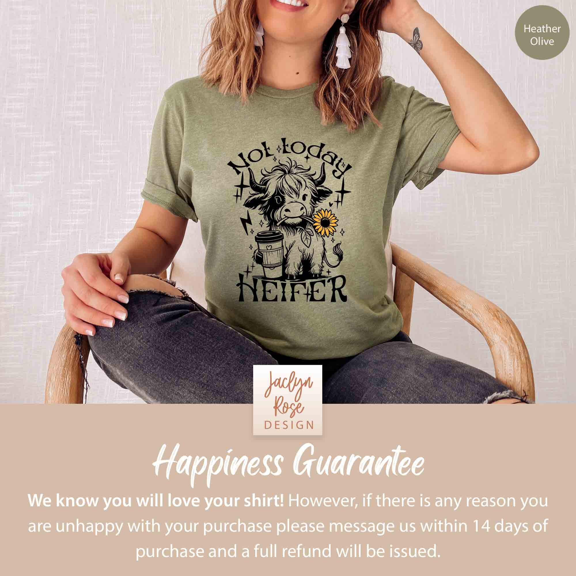 Women's 'Not Today Heifer' Funny Cow Graphic T-Shirt - V-Neck Casual Tee In Grey - View #14