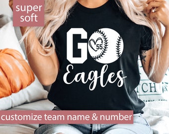 Personalized Baseball Mom Shirt for Game Day Shirt, Custom Baseball Mom Gift, Baseball Shirt for Women with Team Name Custom Baseball Tshirt