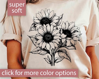 Sunflower Shirt Gift, Flower Tshirt, Sunflower T Shirt Gift For Her, Sunflower T-Shirt for Women, Sunflower Tee Sunflower Gift Floral Shirt