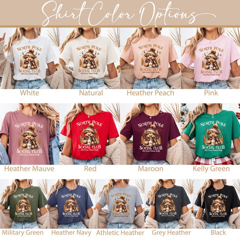 Christmas Cow Shirt for Women, North Pole Social Club Tshirt, Cow Christmas Shirt, Highland Cow T Shirt for Cow Lover T-Shirt Cow Lover Gift bild 5