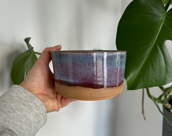 Handmade 5" Houseplant Pot with Drainage Hole, Modern Indoor Planter, Indoor Plant Pot, Ceramic Plant Pot , Small Green/Blue Planter
