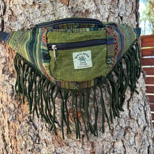 Hemp Cotton Fanny Pack, Stonewashed fringe bag, Bum Bag Travel Hiking Cruise Festival Beach Sling Belt Purse Waist Bag Men&#39;s Women&#39;s Gift